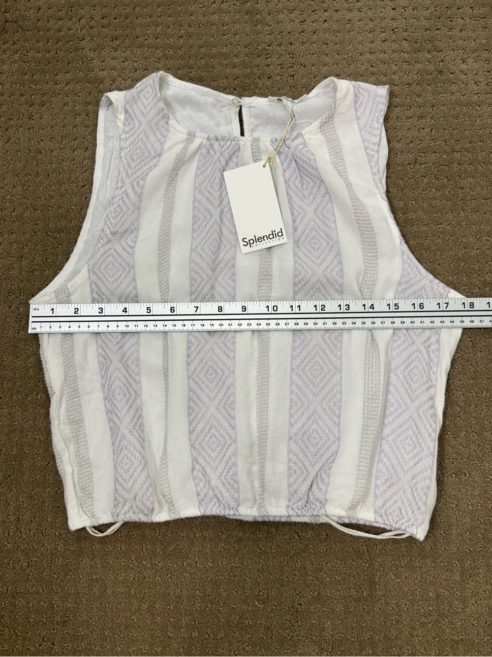 Splendid White and Light Gray / Lilac Striped Sleeveless Crop NWT